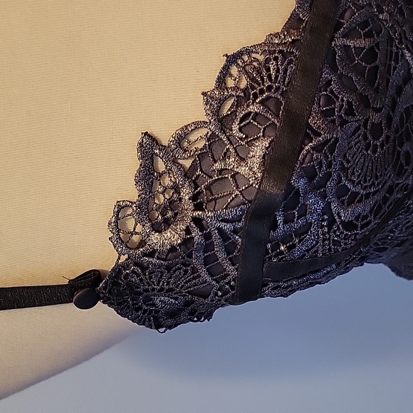 Vintage VTG Y2K Victoria’s Secret Corset Lace Cocktail Dress 12 Silver Black - Picture 4 of 9